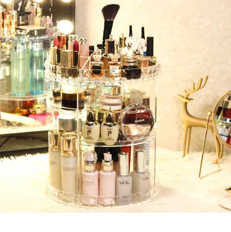 High Quality 360° Rotating Crystal Cosmetic Storage Box-Free shipping