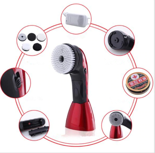 Rechargeable Shoe Brush with 4 Brush Heads Shoe Shine Multi-function Handheld Mini Electric Shoe Polisher Equipment