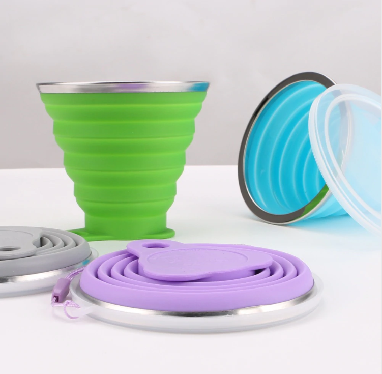 Silicone Retractable Folding cups Telescopic Collapsible Coffee Cups Outdoor Sport Water Cup