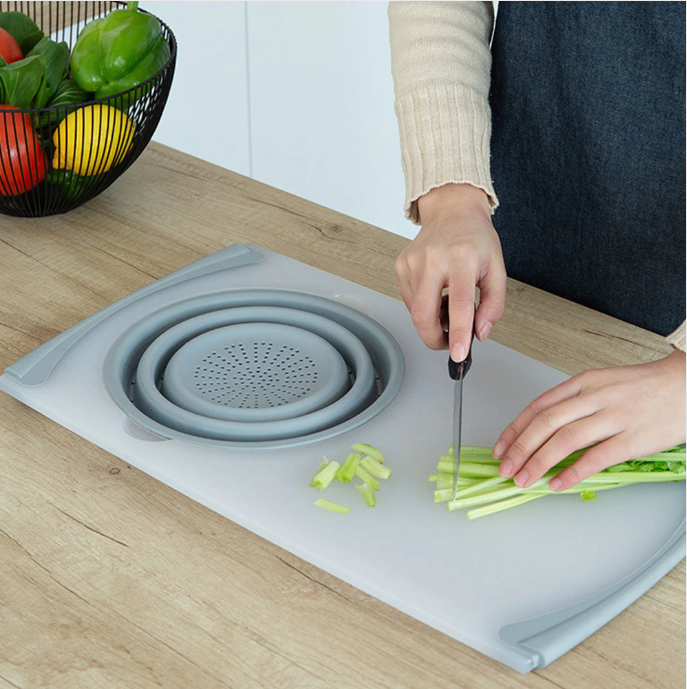 3-in-1 multi-function sink drain basket cutting board filter chopping board