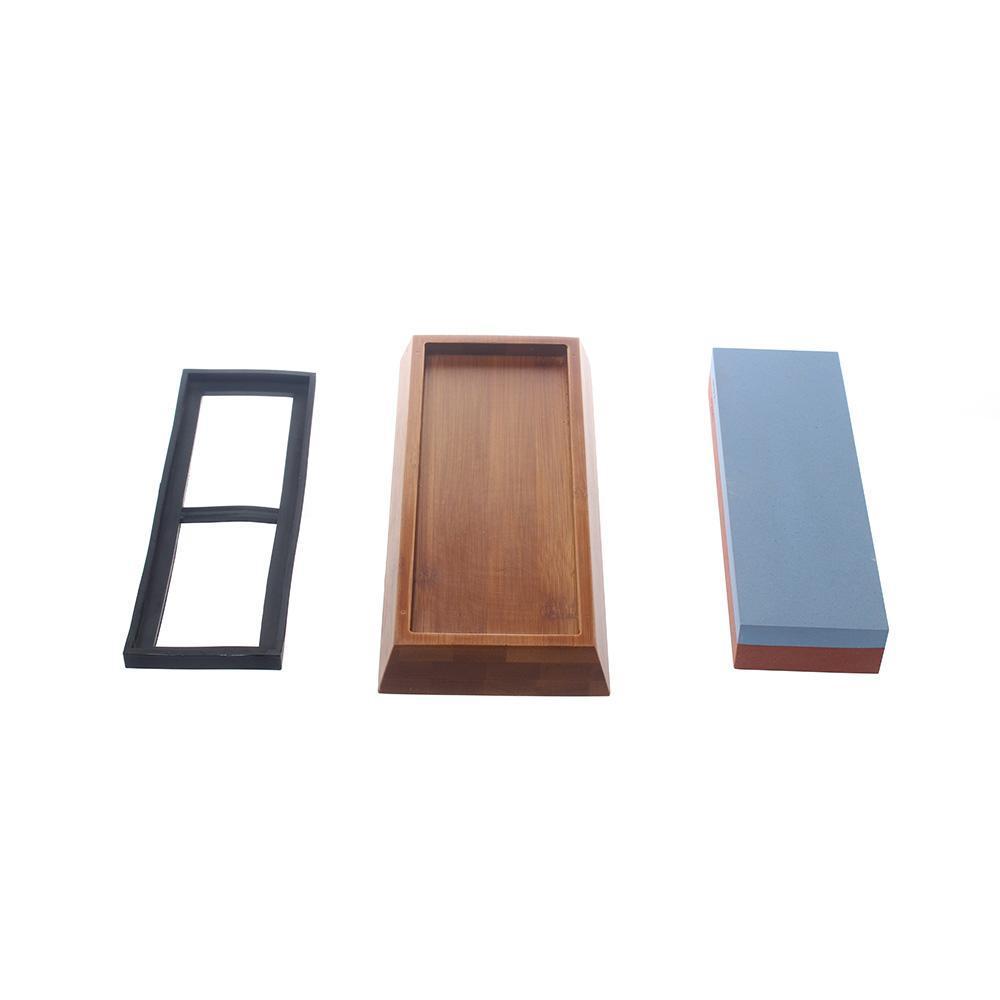 Professional Kitchen Knife Sharpener Stone Double Side White Corundum Whetstone Grindstone Japanese Sharpening Tool Bamboo Base