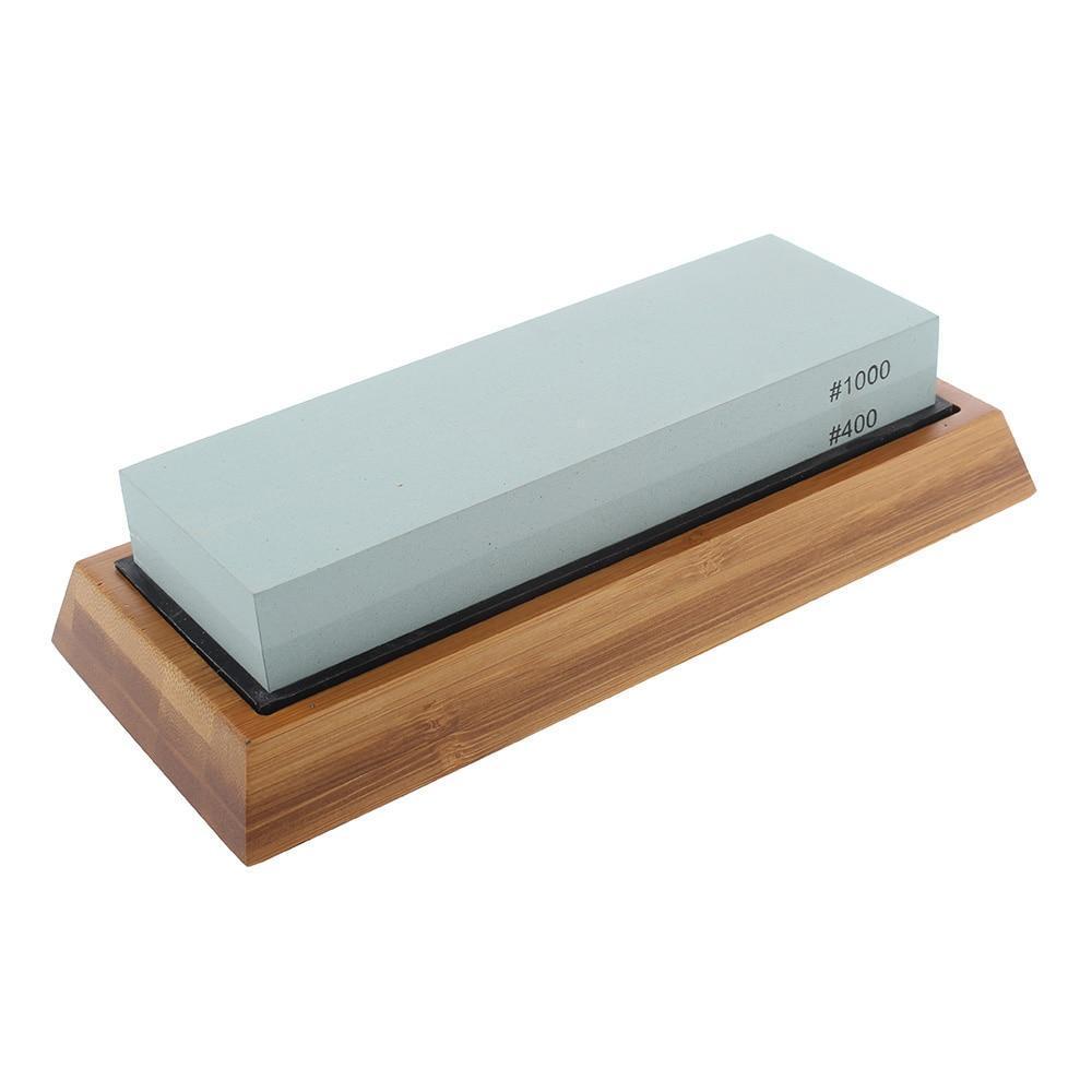 Professional Kitchen Knife Sharpener Stone Double Side White Corundum Whetstone Grindstone Japanese Sharpening Tool Bamboo Base