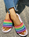 Summer Rainbow Bling Slippers For Girls Non-slip