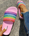 Summer Rainbow Bling Slippers For Girls Non-slip