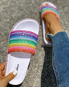 Summer Rainbow Bling Slippers For Girls Non-slip