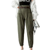 CALOFE Black High Waist Cargo Pants Women Pockets