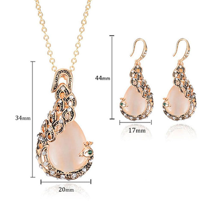 ELEGANT ROSE GOLD WATER DROP RHINESTONE DESIGN WITH ZUNIC DIAMOND IN JEWELRY SET