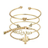 4pcs/1set Gold Color Cactus Letter Knot Bracelet Bohemian