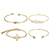 4pcs/1set Gold Color Cactus Letter Knot Bracelet Bohemian