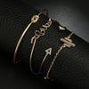 4pcs/1set Gold Color Cactus Letter Knot Bracelet Bohemian