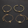 4pcs/Set Fashion Bohemia Leaf Knot Hand Cuff Link Chain Charm