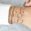 4pcs/Set Gold Color Circle Crystal Cuff Bangles