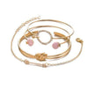 4pcs/Set Gold Color Circle Crystal Cuff Bangles