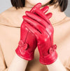 2019 women's genuine leather gloves red sheepskin gloves