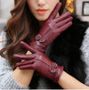 2019 women's genuine leather gloves red sheepskin gloves