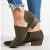 Hollow-out Low Heel Cutout Booties Faux Suede Zipper Ankle Boots