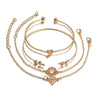 4pcs/Set Fashion Bohemia Leaf Knot Hand Cuff Link Chain Charm