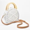 Wicker beach bag with wooden handles