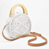 Wicker beach bag with wooden handles