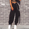 CALOFE Black High Waist Cargo Pants Women Pockets