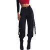 CALOFE Black High Waist Cargo Pants Women Pockets