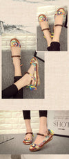 Ethnic Lace Up Beading Shoes